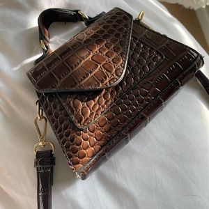 Brown Croc Mini Satchel